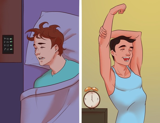 Không để chuông báo thức nhiều lần: Nhiều nghiên cứu đã chỉ ra việc tắt báo thức và ngủ tiếp ảnh hưởng tiêu cực đến sức khỏe. Ngủ thêm 9 phút không chắc đã giúp bạn thấy dễ chịu hơn, ngược lại còn làm tăng mức cortisol - một loại hormone khiến cơ thể stress, căng thẳng.