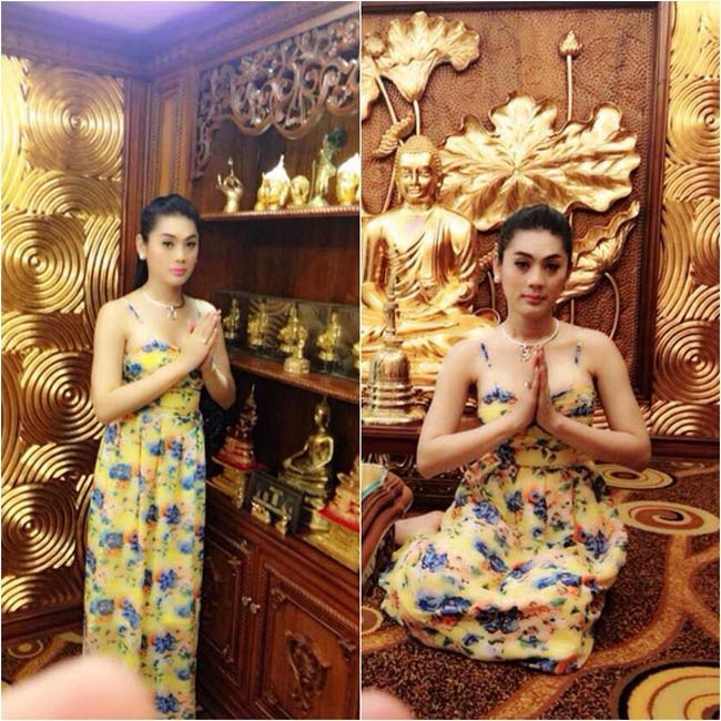 Chiếc đầm maxi này hay cúp ngực ở trên hoàn toàn không phù hợp với nơi đình chùa.