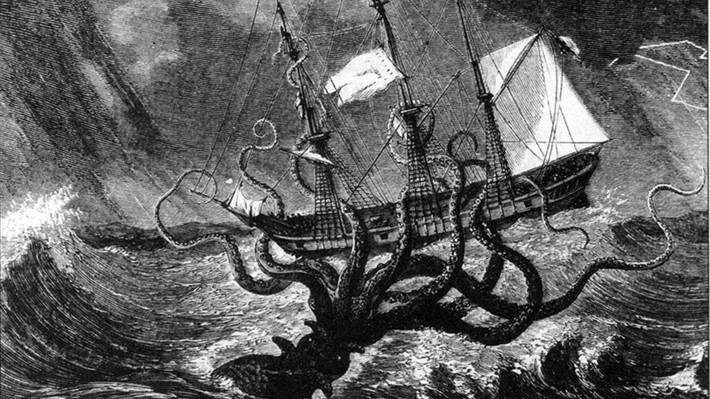 Một thủy quái huyền thoại được người đời nhớ đến có tên Kraken. Nhiều giai thoại về thủy quái này với những mô tả khá giống nhau khi nó có hình dạng giống một con mực hay bạch tuộc nhưng kích thước siêu lớn.