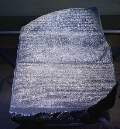 Phiến đá Rosetta là khối đá bazan cao 114 cm và rộng 72 cm. Nó được pharaoh Ptolemy V cho người làm ra vào năm 196 trước Công nguyên.