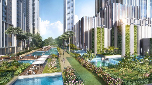 Trong đó, khu khách sạn 5 sao Vinpearl có quy mô khoảng 450 phòng. Phòng tổng thống sang trọng bậc nhất có diện tích lên đến 1.000m2 với tầm quan sát 360 độ quanh thành phố.