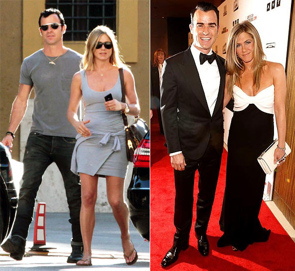 Trang phục ton-sur-ton từ dự tiệc tới dạo phố của Jennifer Aniston và Justin Theroux.