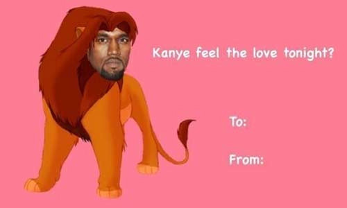 Khuôn mặt của rapper nổi tiếng Kanye West bị lồng vào thân một chú sư tử với lời nhắn gửi Kanye có thấy tình yêu đêm nay?