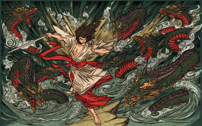 Trước tình hình đó, người cha cầu cứu thần gió Susanoo với hy vọng người con gái cuối cùng của ông không bị con mãng xà 8 đầu ăn thịt như những người chị.