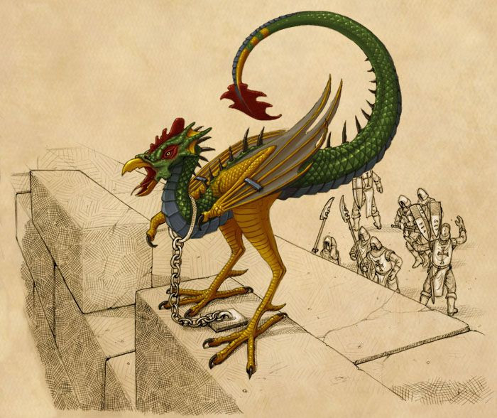 Quái thú Basilisk có thể giết chết người chỉ với một cái nhìn. Tuy nhiên, tiếng gáy của gà trống có thể giết chết quái thú Basilisk ngay lập tức.