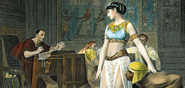 Nữ hoàng Cleopatra mơ ước cai trị thế giới với Caesar. Về sau, bà sinh cho Caesar một người con trai có tên Caesarion (tên đầy đủ là Ptolemy XV Philopator Philometor Caesar) vào năm 47 trước Công nguyên.