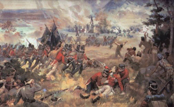 Đội tàu Anh cập bến Benedict, Maryland và bắt đầu hành quân về phía thủ đô Washington. Ngày 24/8/1814, tại Bladensburg, ngoại ô Washington, binh lính Anh, đội quân dày dạn kinh nghiệm trong cuộc Chiến tranh Napoléon ở châu Âu, đối đầu với quân đội Mỹ được trang bị kém xa. Cuộc chiến tại Bladensburg diễn ra dữ dội. Các xạ thủ thủy quân lục chiến Mỹ, dưới sự lãnh đạo của Anh hùng hải quân Joshua Barney, đã có lúc kìm hãm bước tiến của lực lượng Anh. Nhưng người Mỹ không thể giữ chân kẻ thù được lâu, rốt cuộc buộc phải rút lui.