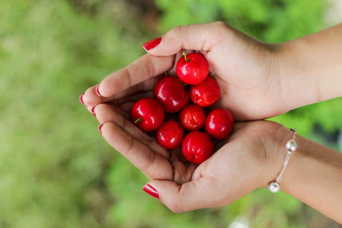 Đáng ngạc nhiên, thực phẩm nguy hiểm đầu tiên gọi tên quả anh đào. Thông tin trên trang Insider cho biết, trong hạt anh đào có chứa hợp chất độc hại hydro xyanua - chất độc có thể cướp đi sinh mạng của con người trong tích tắc. Trong hạt đào, mận, mơ cũng như vậy. Nhưng may thay, bạn phải ăn rất nhiều hạt anh đào mới trúng độc đủ để nguy hiểm tính mạng.