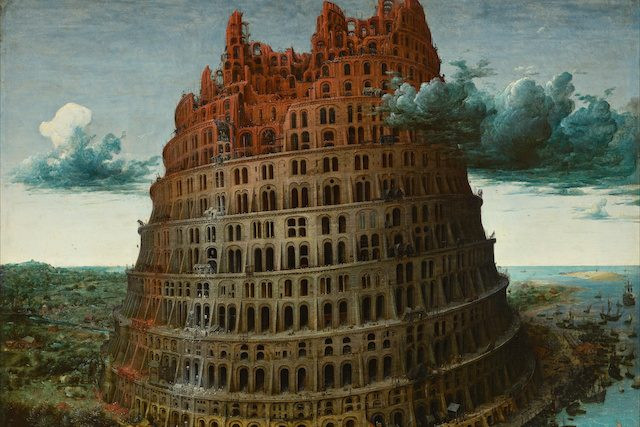 Trong Kinh thánh, tòa tháp Babel được xây dựng ở thành phố Babylon. Một nhóm người là thế hệ sau Đại hồng thủy đã xây dựng 1 ngọn tháp đồ sộ đến mức "đỉnh của nó chạm đến cả thiên đường". Họ đã xây công trình này để thể hiện sự kiêu ngạo của mình, chống lại Chúa Trời.