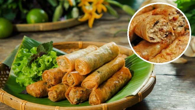 Chảo dùng để rán nem nên dùng loại sâu lòng, nem rán ngập dầu sẽ vàng ngon mà không bị cháy. Nhớ điều chỉnh lửa từ to đến nhỏ để nem chín đều, vàng ruộm.
