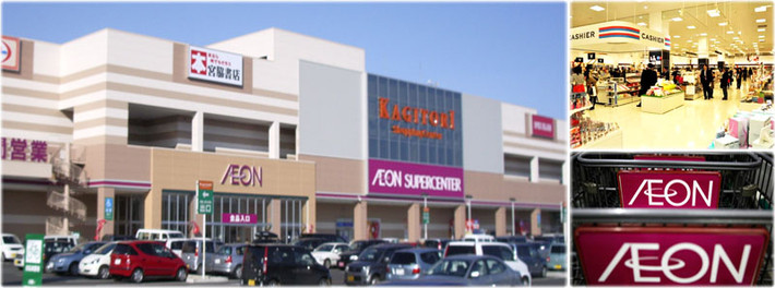 Ngoài hàng trăm cửa hàng và các khu mua sắm ở Nhật Bản, Aeon có tổng cộng khoảng 16 chuỗi siêu thị và trung tâm thương mại ở Trung Quốc, Campuchia có 2 trung tâm và Indonesia có 4 trung tâm.