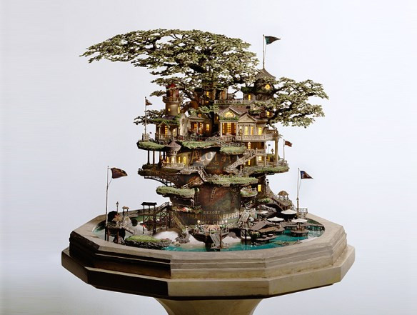 Chậu bonsai nhà cây nhỏ nhất thế giới với thiết kế hoàng gia của nghệ nhân Takanori Aiba khiến nó như một bản mô phỏng cung điện của đế vương.