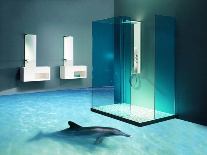 Bước chân vào căn phòng bạn sẽ choáng ngợp với bức tranh 3D nghệ thuật trên sàn.