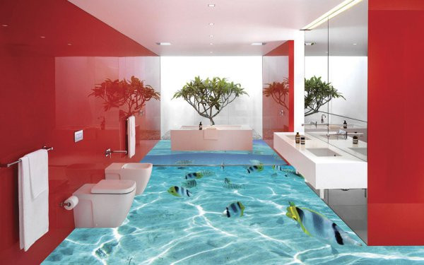 Kiểu sàn nhà tắm chủ đề biển cả này có thể khơi gợi cảm hứng sáng tạo khiến cho bất cứ ai cũng thích thú và muốn ở lại đây cả ngày.