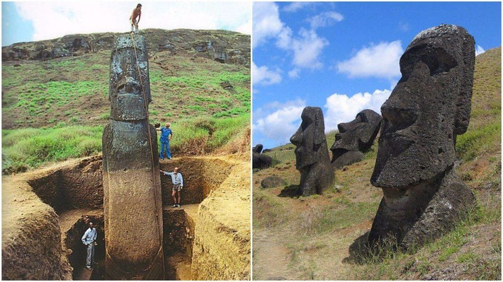 Theo các chuyên gia, những bức tượng Moai khổng lồ trên hòn đảo Phục sinh do người Rapa Nui tạo ra. Điều đáng chú ý là chỉ có phần đầu bức tượng lộ thiên trong khi phần thân chôn sâu dưới đất. Điều này khiến nhiều người tò mò vì sao lại vậy.