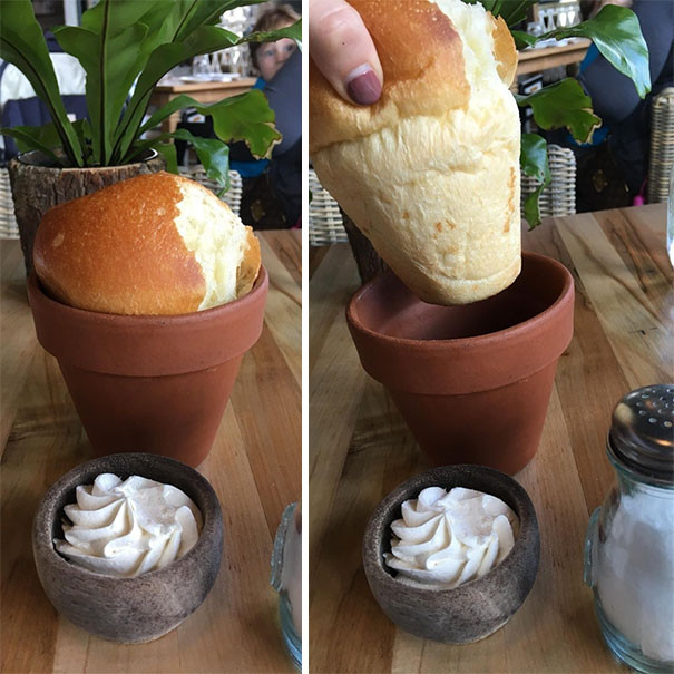 Chiếc chậu nhỏ đựng bánh mì.