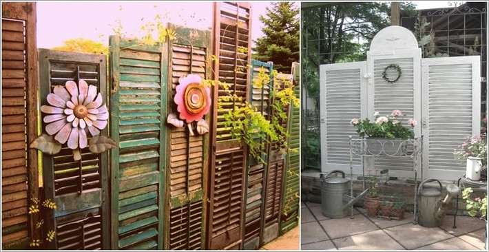 Mẫu tường rào được ghép từ những cánh cửa cũ.