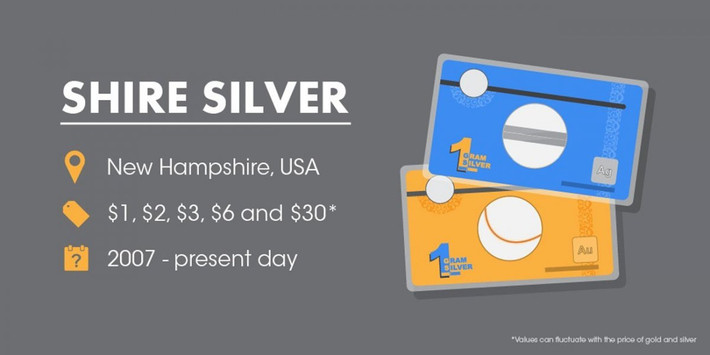 Thẻ bạc được dùng ở New Hampshire, Mỹ từ năm 2007 đến nay. Giá trị của loại tiền kỳ quặc này có thể biến động theo giá vàng và bạc. Thẻ bạc được làm từ một lượng vàng hoặc bạc nhỏ với kích thước bằng một chiếc thẻ tín dụng.