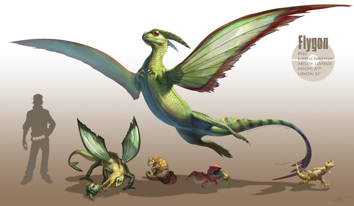 Pokemon Flygon, đây là loài Pokemon được mệnh danh là "Vị thần sa mạc", loài này có thể tạo nên những cơn bão cát cuồng nộ chỉ để ẩn thân. Tiếng vỗ cánh của loài Pokemon này vô cùng đặc biệt, nghe như tiếng hát của một người phụ nữ. Nếu trong cơn bão cát nghe thấy tiếng hát, đó chính xác là cơn bão do Flygon gây ra.