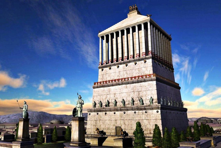 Lăng mộ Mausolus ở Halicarnassus (ngày nay là Bodrum, Thổ Nhĩ Kỳ) được nữ hoàng Artemisia II xây cho chồng là vua xứ Caria - Mausolus vào khoảng năm 350 trước Công nguyên. Theo sử liệu, khoảng 12.000 nhân công làm việc liên tục trong 17 năm để hoàn thành lăng mộ khủng này.