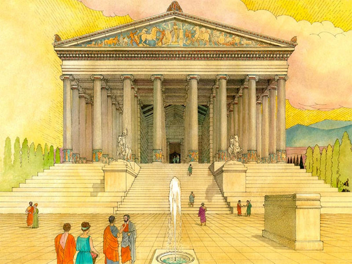 Đền thờ nữ thần Artemis ở Ephesus, Thổ Nhĩ Kỳ được xây dựng vào khoảng năm 550 trước Công nguyên. Kỳ quan này được các nghệ nhân chế tác từ đá cẩm thạch dài 115m, rộng 55m. Công trình có 127 cột đá.