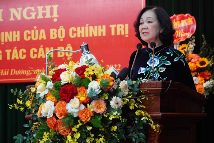 Tại Hội nghị công bố quyết định trên, bà Trương Thị Mai - Trưởng Ban Tổ chức Trung ương Trương đánh giá cao những nỗ lực của cấp uỷ Đảng bộ, chính quyền và nhân dân Hải Dương để đạt được những kết quả đáng khích lệ trong phát triển kinh tế - xã hội thời gian qua.