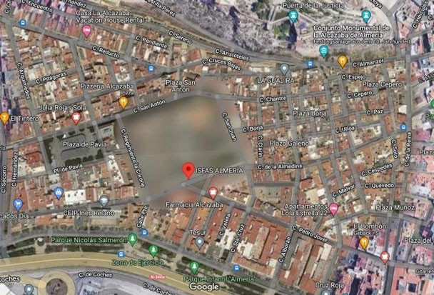 Trên Google Maps, tòa nhà An sinh xã hội của các lực lượng vũ trang Tây Ban Nha được che mờ nên mọi người không thể nhìn rõ hình dáng của công trình này.