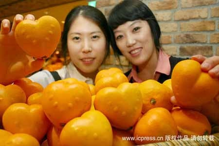 Cam hình trái tim là món quà được bán rất chạy tại thị trường Hàn Quốc vào dịp Valentine.
