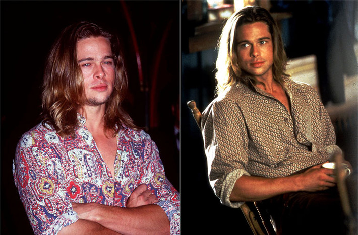 Brad Pitt nuôi tóc dài, thay đổi hình ảnh thành anh chàng lãng tử rất lãng mạn để vào vai trong True Romance năm 1993 và Legends of the Fall năm 1994 (Ảnh: Celebuzz)