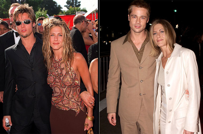 Năm 1998 mối tình của Brad Pitt và Jennifer Aniston trở thành tâm điểm chú ý của truyền thông. Brad Pitt lúc đó đang như một gã trai lơ được nhiều cô gái chú ý. (Ảnh: Celebuzz)