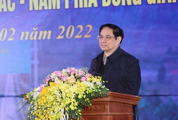 Thủ tướng Phạm Minh Chính phát biểu tại buổi lễ. (Ảnh: Dương Giang/TTXVN)