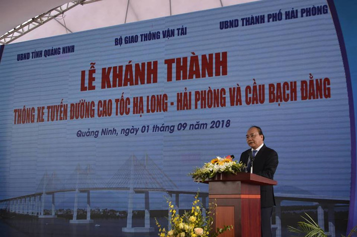 Sáng 01/9, Thủ tướng Nguyễn Xuân Phúc dự lễ khánh thành, thông xe cao tốc Hạ Long-Hải Phòng và cầu Bạch Đằng.