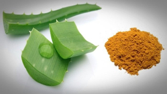 Nha đam và nghệ trị da nhờn: Lấy 2 muỗng canh gel lô hội và 1 muỗng cà phê bột nghệ trộn đều. Bôi hỗn hợp lên mặt để yên trong 20 phút. Rửa sạch bằng nước ấm.