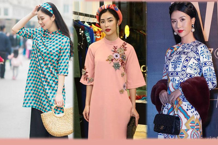 Với những phụ kiện như túi xách, ví cầm tay, nên chọn những đồ nhỏ gọn, có thể cùng tone màu với áo dài hoặc màu đen trắng đơn giản. Ảnh: Eva.