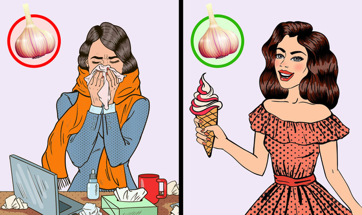 Cải thiện hệ miễn dịch: Tỏi có thể bảo vệ cơ thể khỏi nhiều loại vi khuẩn và cảm lạnh. Các nhà khoa học cũng xác nhận rằng chúng ta nên ăn tỏi thường xuyên để tránh bị ốm vào mùa lạnh. Đó là bởi tỏi chứa nhiều vitamin, các loại dầu có lợi và amino axit. Bên cạnh đó, tỏi có chứa allicin, một chất hữu cơ tiêu diệt vi khuẩn và nấm.