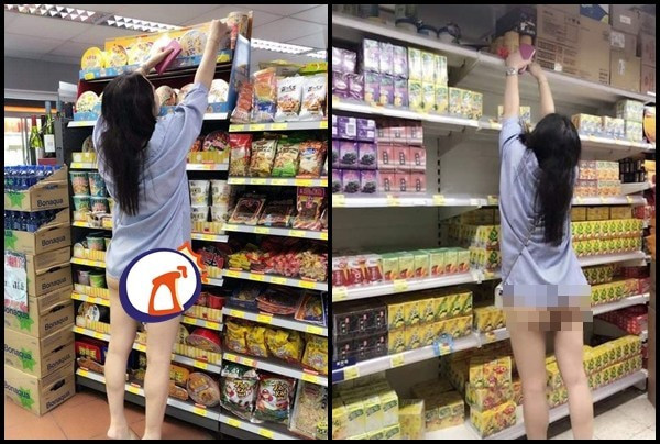 Cư dân mạng Hong Kong (Trung Quốc) từng xôn xao trước hình ảnh một cô gái ăn mặc thiếu vải, không mặc nội y, thản nhiên đi lại trong siêu thị.