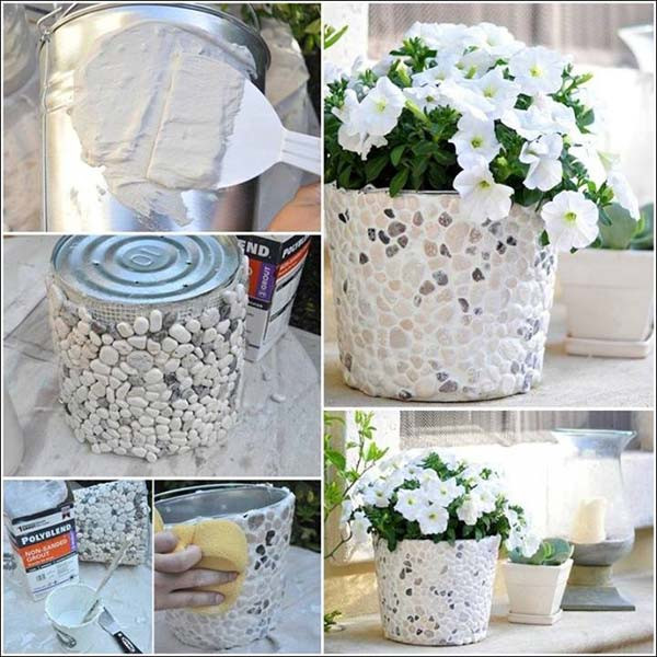Với những bước thực hiện như trên ảnh, bạn có thể tự tạo một chiếc bồn trồng hoa hết sức đáng yêu.
