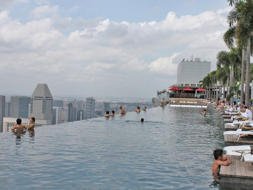 Khu bể bơi thuộc khách sạn Marina Bay Sands tại Singapore. Nằm trên tầng 57, bể bơi này đem đến hướng nhìn tuyệt vời ra trung tâm tài chính và đô thị Singapore. Đây là bể bơi cao và lớn nhất thế giới.