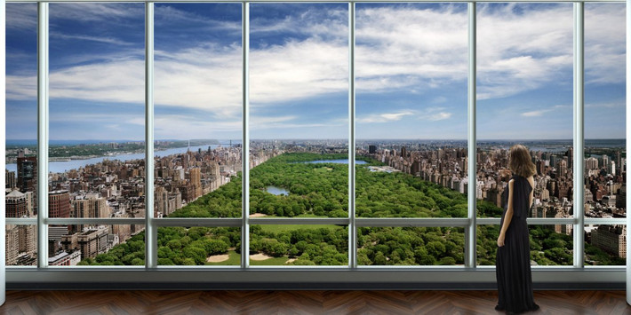 Mỗi phòng trong căn penthouse có cửa sổ cao tới 7m tính từ sàn tới trần, cung cấp tầm nhìn hoàn hảo ra toàn thành phố New York. Chủ nhân căn hộ cũng có tầm quan sát ấn tượng nhất ra Công viên Trung tâm vào mỗi buổi sáng sớm.