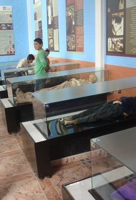 Dù qua đời từ nhiều thập kỷ trước, những bộ thi hài còn nguyên tóc, răng và móng chân, tay. Theo thời gian, thi thể khô quắt lại và làn da chuyển sang màu vàng nâu.