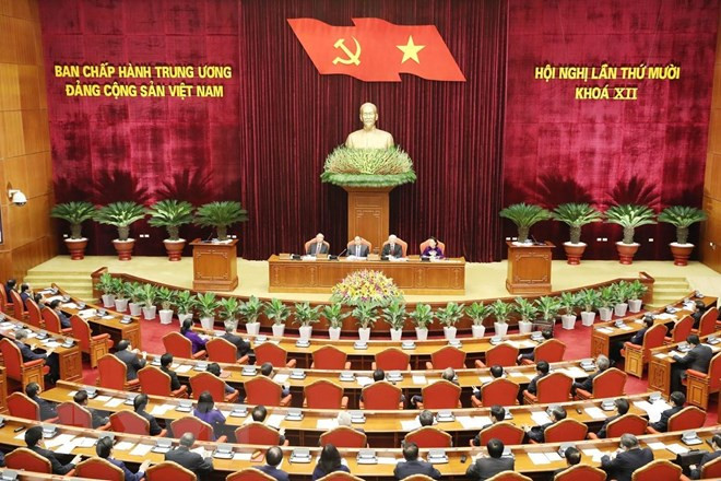Sáng 16/5, Hội nghị Trung ương 10 (khóa XII) khai mạc trọng thể tại Thủ đô Hà Nội. Ảnh: TTXVN.