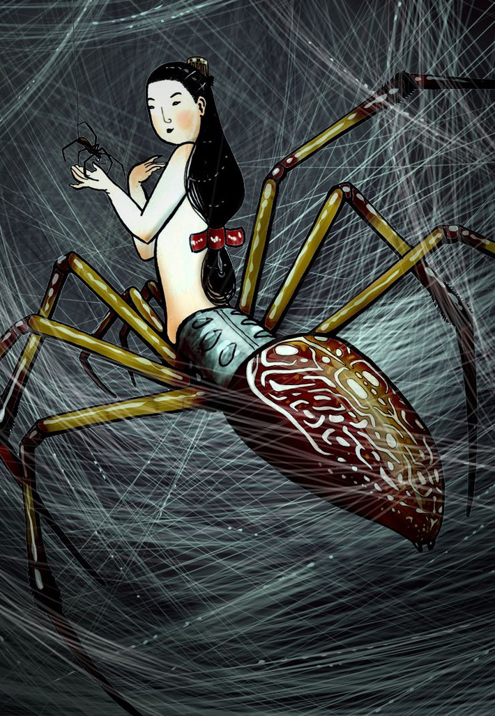 Những câu chuyện về Jorogumo có từ thời kỳ Edo (1603-1868). Đa số giai thoại kể về một con nhện sống 400 năm và biến thành tinh. Yêu tinh này thường hóa thành cô gái xinh đẹp trong những quán trọ hoặc ngôi nhà tại các nơi hoang vắng.