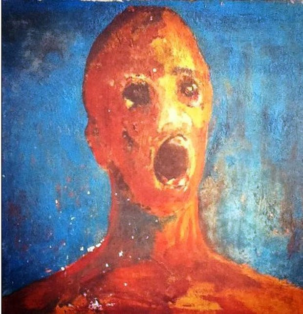 Một người đàn ông có tên Sean Robinson ở Cumbria thừa kế "The Anguished Man" - bức tranh được vẽ từ máu của người họa sĩ bí ẩn từ người bà quá cố.