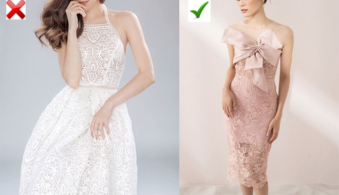 Trang phục cắt xẻ, xuyên thấu: Dự đám cưới đồng nghĩa với việc bạn nên chọn những trang phục chỉnh tề, sành điệu nhưng phải đảm bảo tính lịch sự. Để làm được điều đó, bạn nên tránh xa những bộ đồ cắt xẻ táo bạo, xuyên thấu quá đà.