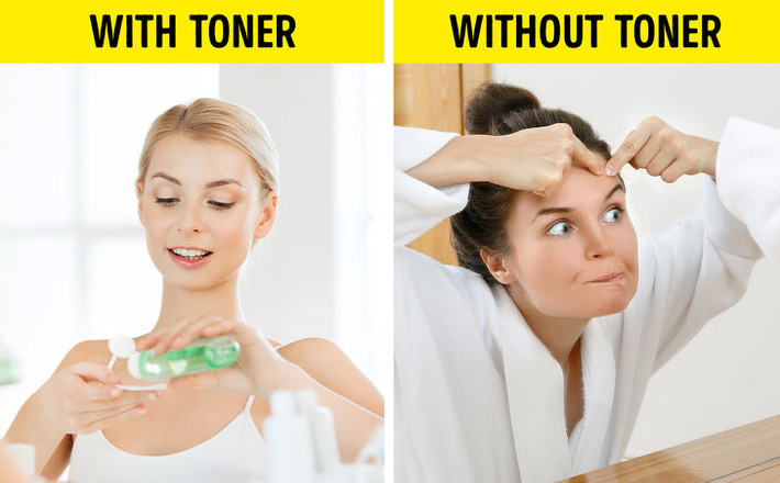 Không sử dụng toner (nước hoa hồng): Toner là sản phẩm phục hồi cân bằng pH của da. Kem giữ ẩm cũng sẽ hoạt động hiệu quả hơn khi kết hợp với nước hoa hồng.