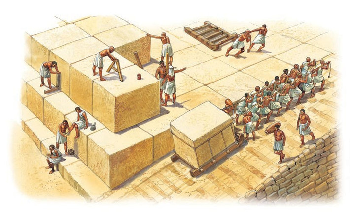 Herodotos tiết lộ Đại Kim tự tháp được xây dựng bởi 100.000 công nhân làm việc liên tục và cứ mỗi 3 tháng mới được thay thế một lần bằng những nhóm thợ mới.