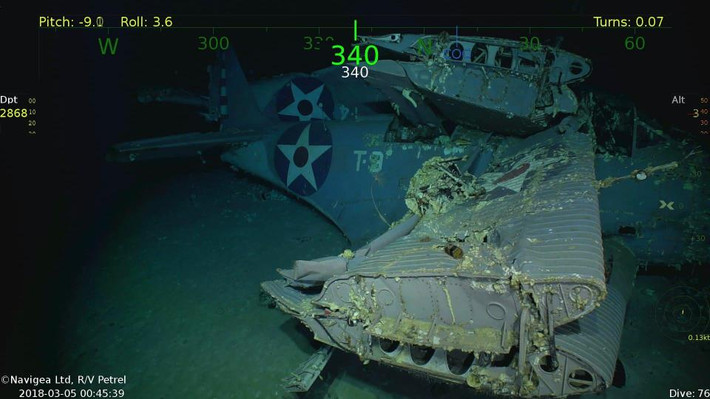 Theo tỉ phú Paul Allen, 11 trong số 35 máy bay chìm cùng tàu USS Lexington năm 1942 đã được tìm thấy trong tình trạng khá nguyên vẹn.