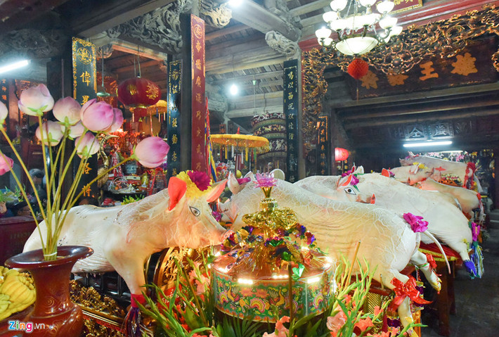 Để chuẩn bị cho lễ rước, lợn được làm sạch và trang trí đẹp mắt. Sau đó, lợn được đưa từ nhà quan đám (người mổ lợn) ra đình. Thanh niên khiêng kiệu đều phải là người chưa vợ.