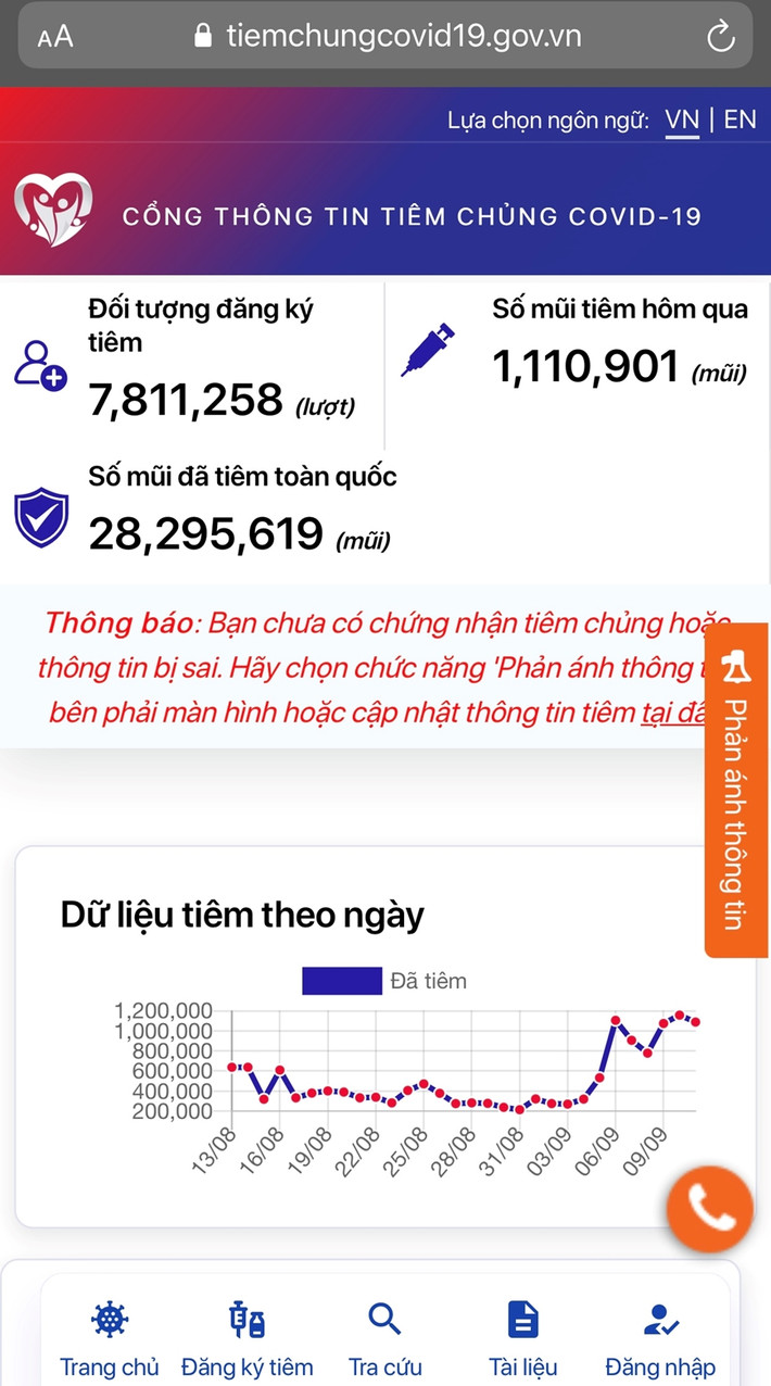 Thế nhưng, trong thời gian qua, một số người cài đặt ứng dụng Sổ sức khỏe điện tử phản ánh gặp các lỗi như: bị mất thông tin mũi tiêm, lỗi kết nối hệ thống, không truy cập được chứng nhận tiêm, đã tiêm 2 mũi nhưng chỉ cập nhật 1 mũi.... Ảnh: QĐND.