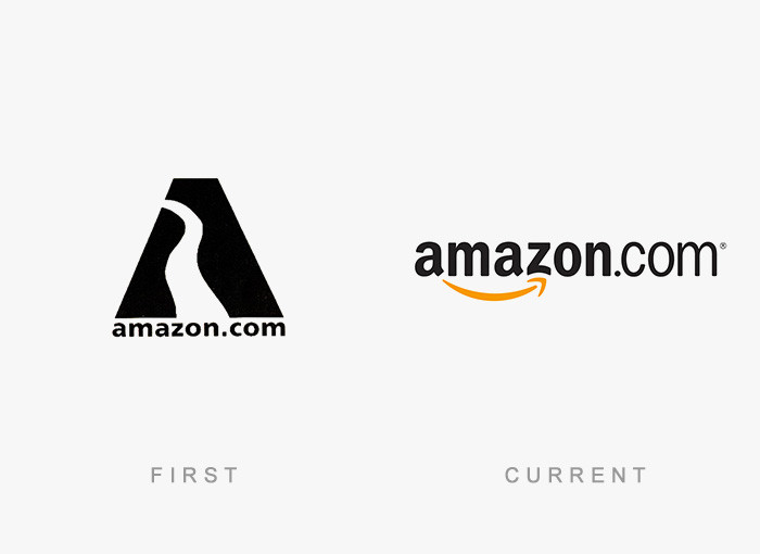 Logo đầu tiên của Amazon còn có cả chữ A in lớn.